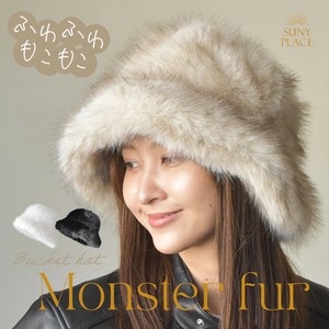 モンスターファー バケハ 小顔効果 帽子 レディース ファー バケット ハット ふわふわ もこもこ暖かい 秋冬