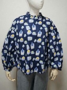 Button Shirt/Blouse Ruffle Neck Cotton