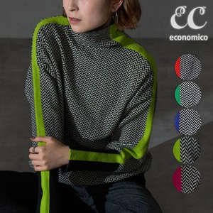 ハイネック 配色ラインニット　2025AW　Economico
