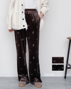 Pre-order Full-Length Pant Flared Pants Floral Pattern Velour