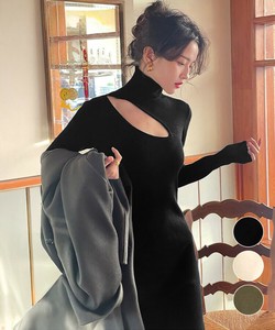 国内即納 ニットワンピース韓国 スリットワンピース