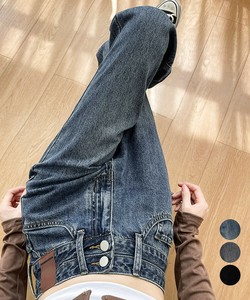 国内即納 ハイウエスト デニムパンツ ダブルボタン