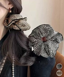 国内即納 レオパード柄シュシュ ボリューム 髪飾り