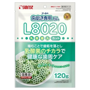 ［マルカン サンライズ］ゴン太の歯磨き専用ガム L8020乳酸菌入り クロロフィル入り カット 120g