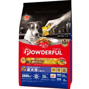 ［日本ペットフード］ビューティープロ犬パウダフル 成犬用 ビーフ味・チーズ味パウダー付き 1.8kg+6包