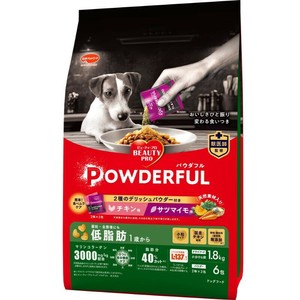 ［日本ペットフード］ビューティープロ犬パウダフル 低脂肪 チキン味・サツマイモ味パウダー付き 1.8kg+6包