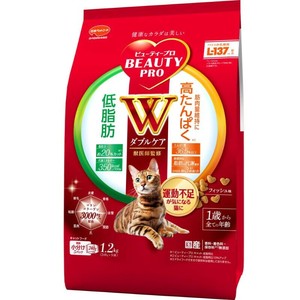 ［日本ペットフード］ビューティープロ キャット ダブルケア 低脂肪・高たんぱく 1.2kg(240g×5袋)