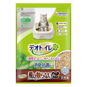 ［ユニ・チャーム］デオトイレ 消臭・抗菌チップ天然木 飛び散らないねこ型チップ 4.0L