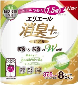 エリエール　消臭＋トイレットティシュ　芯からほのかに香るナチュラルクリアの香り　コンパクト8Rダブル