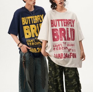 Tシャツ 半袖 ラウンドネック 文字柄  ゆったり 快適 男女兼用 ファッション  MBQ3882