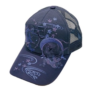 大西賢製販 Ripple 刺繍メッシュキャップ モノトーン風神雷神 ネイビー H31NV-SM03