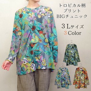 【2025新作】【3L】トロピカル花柄　ゆったりBIGチュニック　＜お買い得　各色セットあり＞　即納