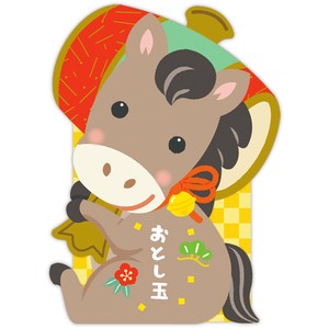 ダイカット 小槌うま【年賀ポチ袋・お年玉袋｜1柄3枚入り】