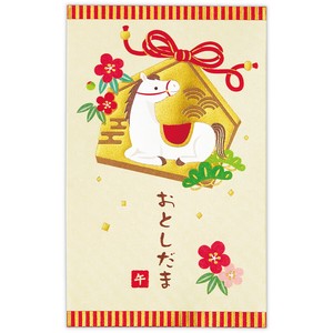 箔 絵馬と梅と白うま【年賀ポチ袋・お年玉袋｜1柄3枚入り】