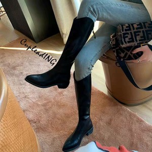 ＜人気商品＞INSスタイル ロングブーツ 気質 太いソール エレガント 大人気 ポインテッドトゥ