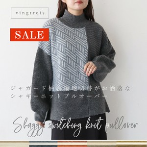 Sweater/Knitwear Shaggy High-Neck Limited Switching