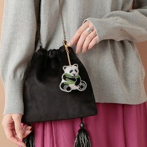 【東京かんかん】ザリ刺繍キーホルダー パンダ&ダブルハピネス