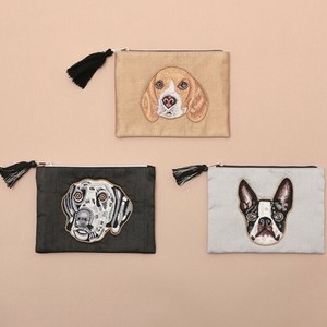 【東京かんかん】ビーズ刺繍ポーチ ドッグ 犬 ハンドメイド