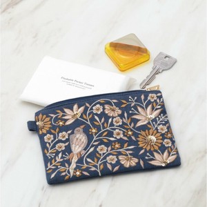 【東京かんかん】ビーズ刺繍ティッシュポーチ 花鳥 ハンドメイド