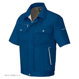 アイトス 半袖ブルゾン(男女兼用) フォレストネイビー×シルバーグレー M 5561
