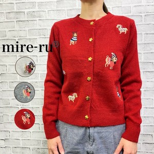【新作】犬刺繍　ニットカーディガン　ミセス