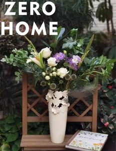 立体花彫り 陶磁器アート花瓶 ドライフラワー挿し 部屋インテリア