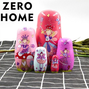 木製5段ロシアンドール 子どもおもちゃ 手作り風家居小物