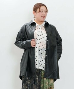 【2025秋冬新作】フェイクレザーシャツ 長袖 合皮 レディース 大きいサイズ
