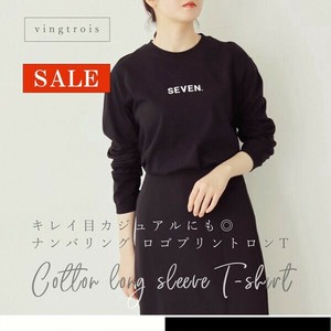 【数量限定SALE】キレイ目カジュアルに◎ナンバリング プリントロゴ 長袖Tシャツ ロンT/vingtrois