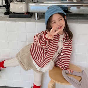 韓国スタイル 2色6サイズ カーディガン ジャケット ストライプ 子供 かわいい