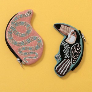 【東京かんかん】ヘビ&オニオオハシ 刺繍ポーチ ハンドメイド