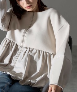 【WEB限定販売】ペプラムジップアップノーカラージャケット SKYpink東京