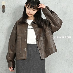 フェイクレザー 配色ステッチ ブルゾン【2025年秋冬新作】