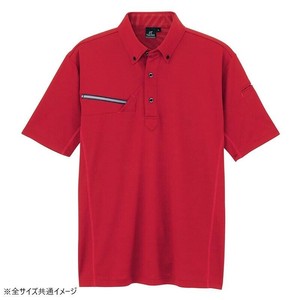 アイトス 半袖ボタンダウンポロシャツ(男女兼用) レッド 6L 551046