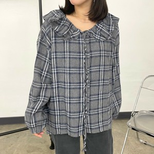 2025年新商品 衬衫 设计感上衣 长袖 休闲 立即发货 格子图案 衬衫