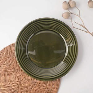 【特価品】アルバ リーフグリーン 24.5cmリムプレート[B品][日本製/美濃焼/洋食器]