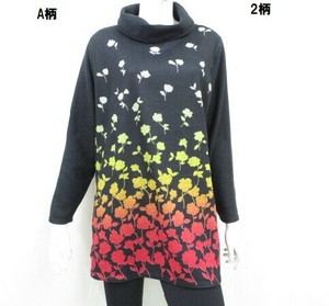 【冬物新商品】花柄パネル起毛チュニック
