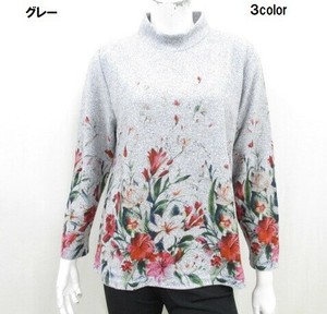 【冬物新商品】花パネル柄ハイネックチュニック