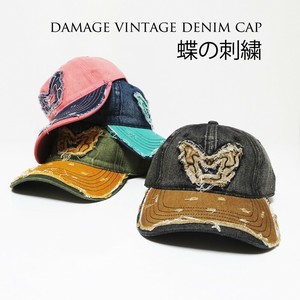 ■秋冬帽子■NEW■2025AW 秋 冬 レディースキャップ バタフライフリンジデニムスタイル YT ￥2500