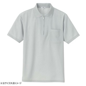 アイトス 吸汗速乾(クールコンフォート)半袖ジップポロシャツ(男女兼用) グレー 4L 10581
