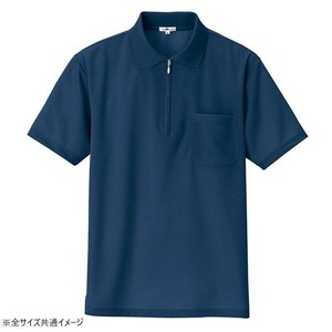 アイトス 吸汗速乾(クールコンフォート)半袖ジップポロシャツ(男女兼用) ネイビー L 10581