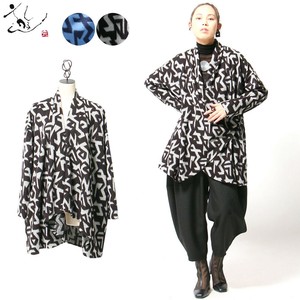 【WEB展示会 予約販売】10月新作 幾何学柄起毛ニットジャケット カシュクールジャケット 日本製