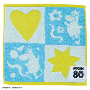 特価処分品 ムーミン 80周年記念タオル プレイ/スクエア ミニタオル  スカイブルー