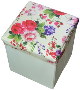 素敵なバラ柄の収納スツールBOX