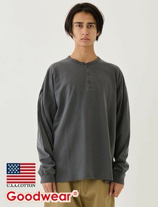 【2025春夏新作】USAコットン製品染めヘンリーネックSUPER BIGロンT
