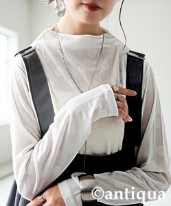 [antiqua] T-shirt Ladies fashion Mock Neck Polka Dot