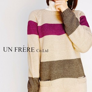 ウール＆シルク イタリー糸 太ラグラン丸首BOX型ニット【2025新作】