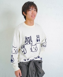 リバーシブルドット絵柄ニットプルオーバー