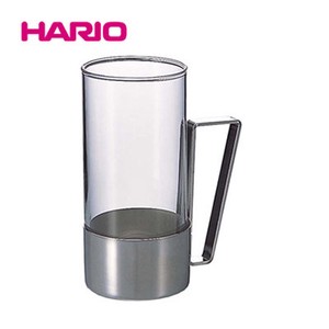 『HARIO』金属ホルダー付きグラス　ホットグラス・スクエア　満水容量230ml （ハリオ）
