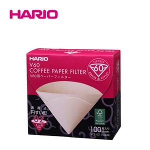 『HARIO』02用　美味しい「円すい形」。　V60用ペーパーフィルターみさらし02　100枚箱入 HARIO（ハリオ）